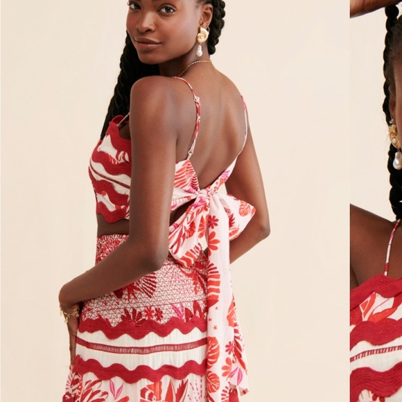 FARM Rio Off White Rio Tiles Crop Top Size Medium - Picture 3 of 7